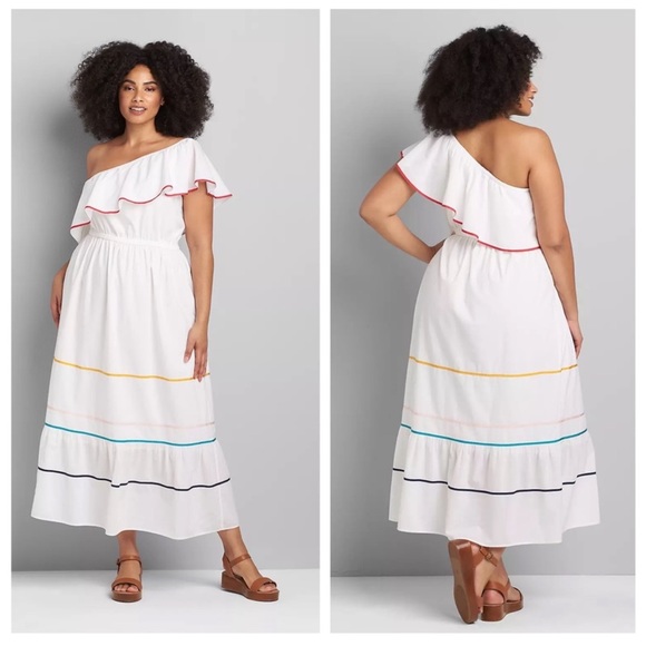 Lane Bryant Dresses & Skirts - 🐸Lane Bryant One-Shoulder Ruffle-Hem Maxi Dress (Size 18)